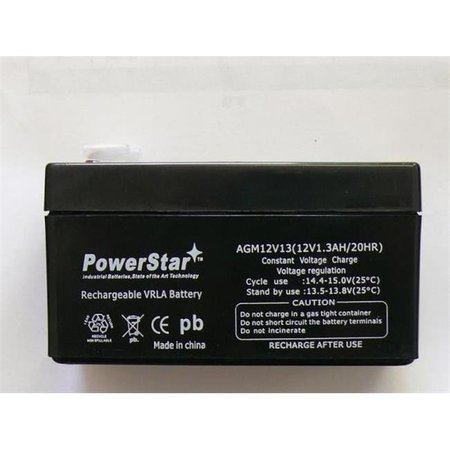 POWERSTAR PowerStar AGM1213-28 12V 1.2 Amp NP1.2-12 Hour Sealed Lead Acid Battery with 0.187 Fast-on AGM1213-28